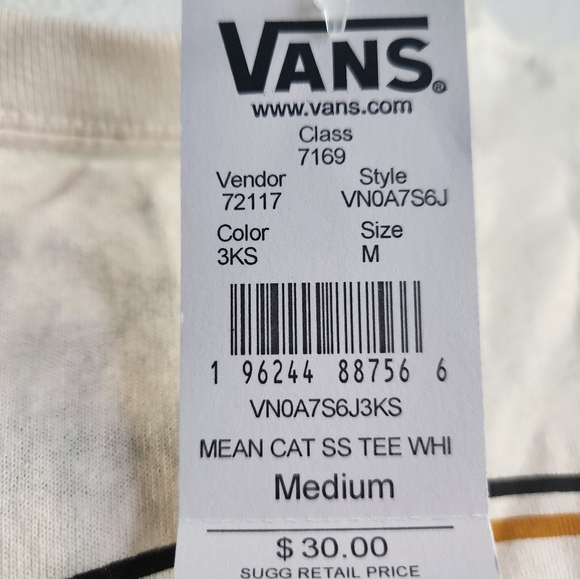 Vans Mens Back Print Graphic T Shirt Size Medium Antique White - Picture 3 of 3